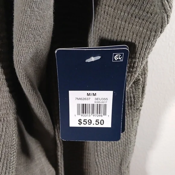 Lucky Brand Waffle Knit Thermal Long Sleeve Mens Medium Top NWT Gray - Picture 3 of 8